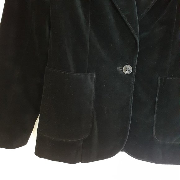 Vintage Nordstrom Point of View Velvet Single Button Blazer Black Size 10 - Picture 5 of 16